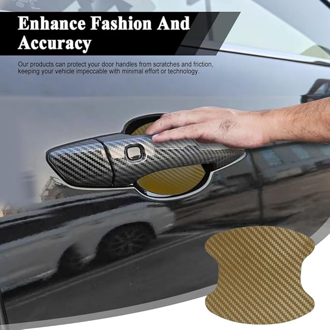 8PCS Car Door Handle Cup Scratch Protector, Car Door Handle Sticker, Scratch Auto Door Protective Film, Car Accessories Car Door Handle Protective Films Universal for Cars (Gold, 8PCS)