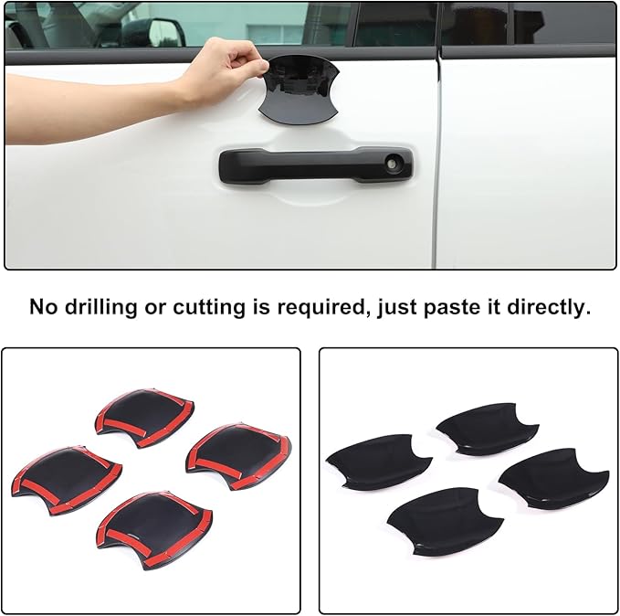 Car Exterior Door Handle Bowl Trim Cover Compatible with Toyota Tundra 2022+/Sequoia 2023+/Tacoma 2024+/4Runner 2025+, Front Rear Door Grab Pull Handle Cup Bowl Scratch Protector Sticker Accessories
