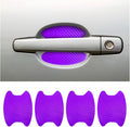 4PCS Carbon Fiber Door Handle Cup Stickers, Auto Scratch Protective Film, Non-Marking Bowl Protector, Paint Cover Guard Universal for Most Cars, SUV, Van (Purple)