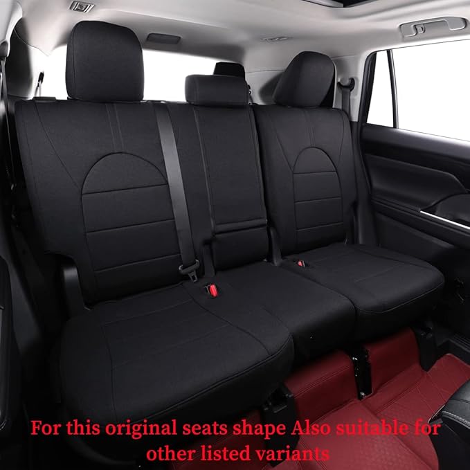 coverdream Grand Highlander Seat Covers for 2024 2025 2026 Toyota Grand Highlander SUV,2nd Row 40/60 Split,Fully Covered,UV Resistant Polyester Car Seat Protector(Full Set,Black)