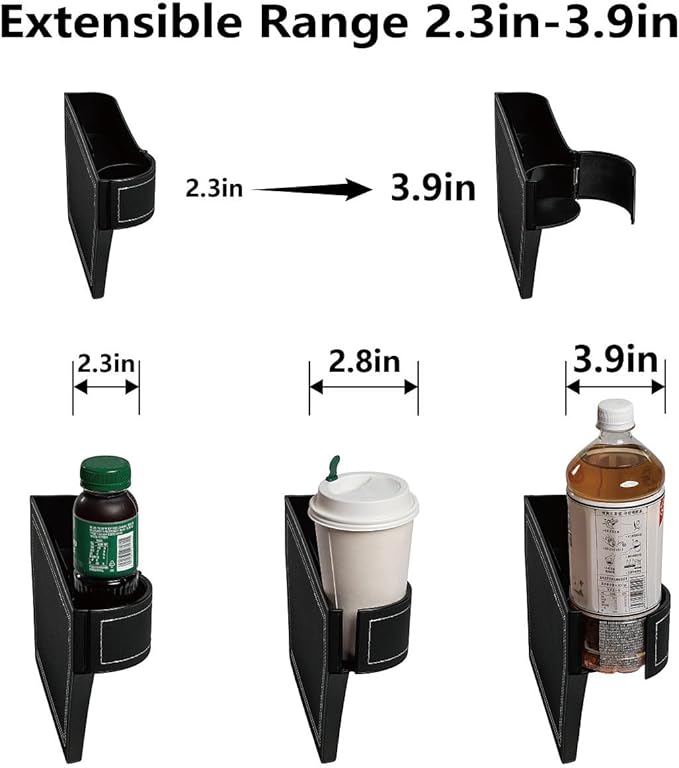 LELOYMO Car Seat Gap Filler Organizer,2 Pack Gap Filler for Car,Seat Gap Storage Box with Cup Holder Expander,Car Organizer Front Seat for Holding Phone, Glasses, Keys, Cards(Black)