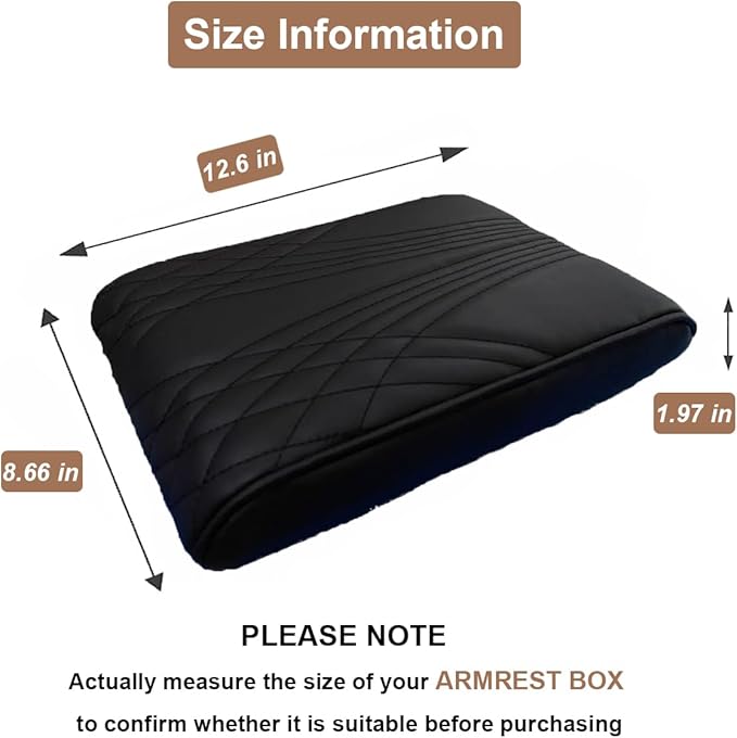 BODLYL Car Center Console Cover, Memory Foam Car Armrest Cover, Black Arm Rest Covering Car, Middle Organizer Elbow Pillow, Leather armrest Cover for Car/SUV/Truck/Auto (No.2 Black)