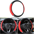 Bling Soft Leather Steering Wheel Cover, 15 Inch Colorful Rhinestones Auto Elastic Steering Wheel Protector, Sparkly Crystal Diamond for Women Girls, Car Accessories for Most Cars (Red)
