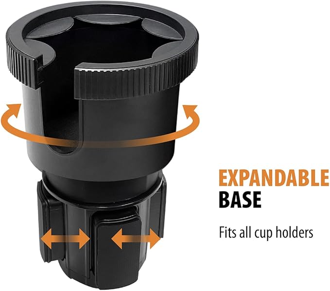 ToughTested Tough & Hungry Mega XL Cupholder Expander with Snap-On Extra Cupholder, Adjustable Food Tray, and Device Holder Slot – Fits XL Bottles & Cups, Ideal for Trucks, SUVs, RVs, Vans, and Cars