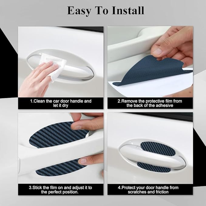 8PCS Car Door Handle Cup Scratch Protector, Car Door Handle Sticker, Scratch Auto Door Protective Film, Car Accessories Car Door Handle Protective Films Universal for Cars (Blue, 8PCS)