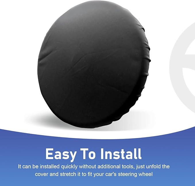 Car Steering Wheel Cover Sun Shade, Thickened Waterproof Steering Wheel Protector, All-Inclusive Protective Cover, Universal Interior Accessories for Car Truck SUV (Black)