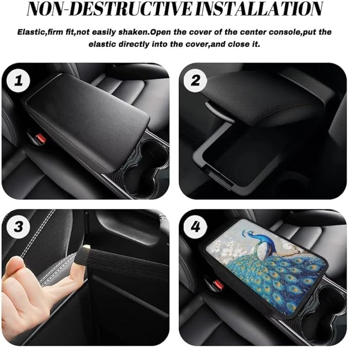 Boatee Peacock Center Console Cover Arm Rest Cover for Car Console Cushion Armrest Mat for Car Accessories Auto Middle Console Organizer Pad Interior Protection for Most Vehicle SUV Truck Car Blue