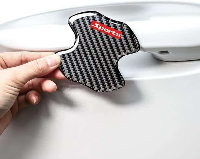 4PCS Universal Carbon Fiber Car Door Handle Scratch Protector Sticker,Automotive Personalize Exterior Accessories,Car Door Handle Paint Scratch Protective
