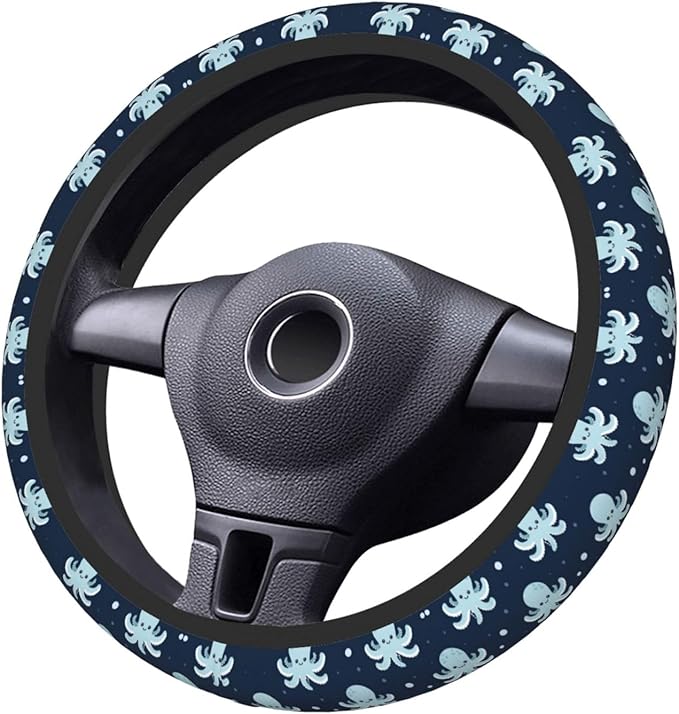 Neoprene Steering Wheel Cover Octopus Ocean Fish Nautical Car Steering Wheel Cover Universal Fit for Most Cars