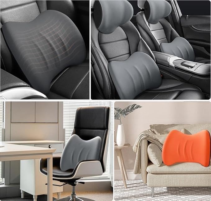 Car Memory Foam Pillow for Toyota Camry XSE/XLE/SE/LE/Hybrid 2025,Neck and Back Support Car Seat Kit Long Drive Essential Neck Pillow Lumbar Support Cushion,Grey