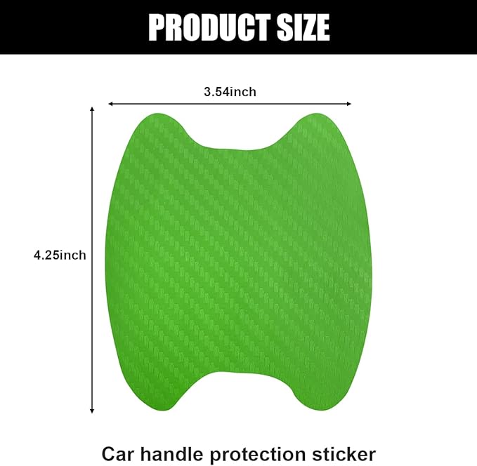 4PCS Car Handle Cup Stickers, Carbon Fiber Scratch Auto Door Protective Film, Non-Marking Car Bowl Protector, Universal Paint Cover Guard for Most Cars, SUV, Van (Green)