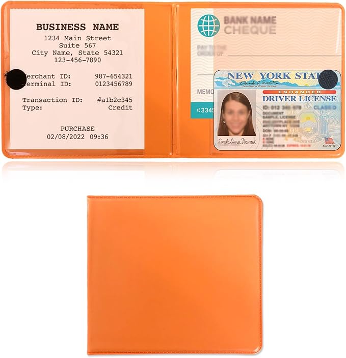 Kewucn 1 PC Car Registration Insurance Holder, Essential Auto Card Glove Box Organizer, Vehicle Interior Accessories Perfect for Most Car, Truck, SUV (10.55''×4.8'', Orange)