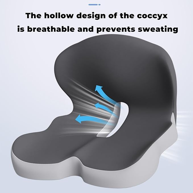 Back and Seat Cushion, Soothe+Cushion,Car Seats with Lumbar Support,Memory Foam Non Slip Skin with Back Support for Office Chair, Car (Dark Gray)