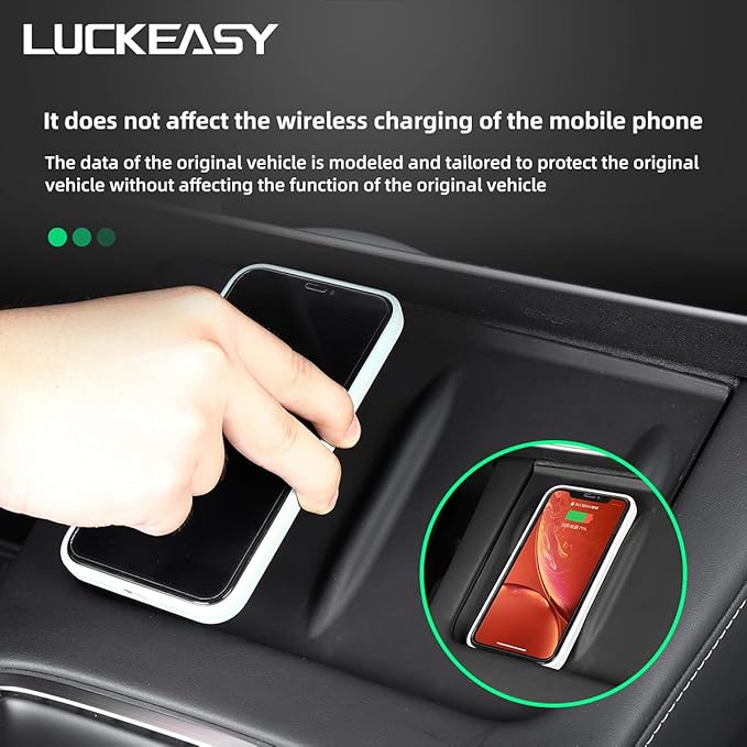 LUCKEASY Interior Accessories for Tesla model3 Model Y Central Control Wireless Charging Silicone pad Anti-Skid pad Model 3 2021（Black）