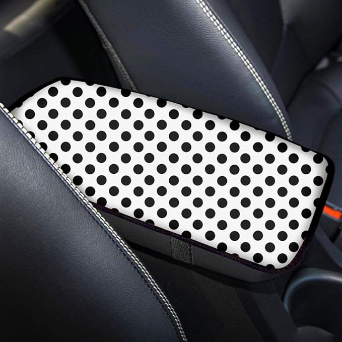 Auto Center Console Armrest Cover Pad Polka Dot Patterns Universal Fit Soft Comfort Center Console Arm Rest Cushion Protectors