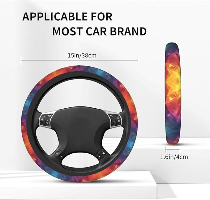 15 Inch Universal Protective Cover, Soft Breathable Durable Accessories Full Surround Sports Car, Cone Gradient Car Steering Wheel Cover