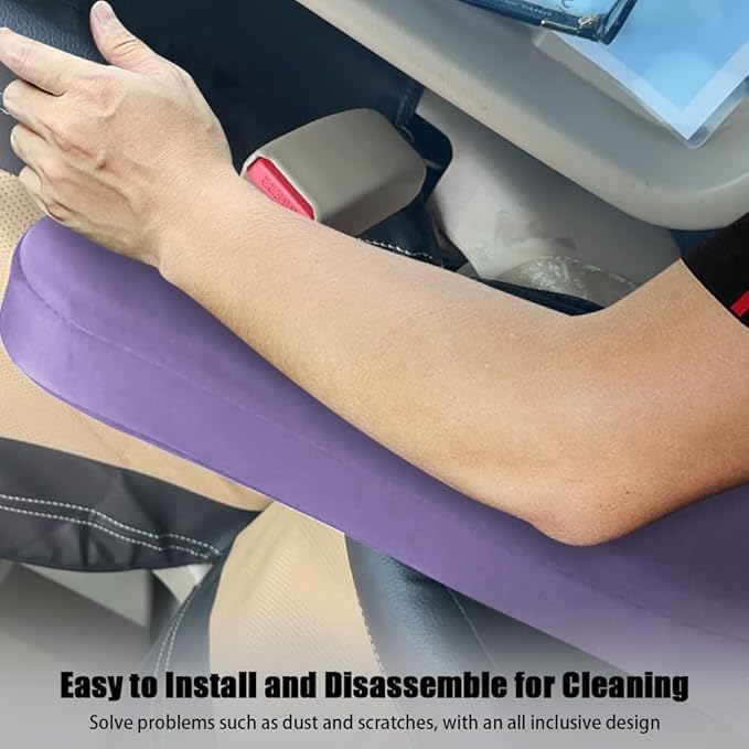 Smeyta 2PC Car Front Seat Armrest Covers,Universal Size Seat Arm Rest Cover,Flat Cloth Fabric Armrest Cover,Car Interior Accessories(Purple,1Pair)