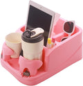 Keyiduid Car Console Organizer, Car Seat Organizer with 2 Adjustable Cup Holders, Center Console for Cars, Trucks, Minivans, SUVs, Vehicle Organizer, 3 Large Storage Compartment (Pink)