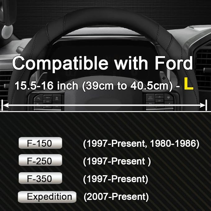West Llama Customized Auto Car Steering Wheel Cover for Ford F-150, F-250, F-350, Expedition (Black)