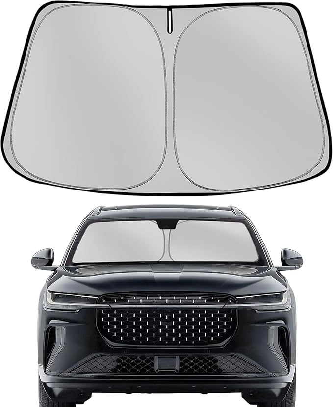 Fonowka Windshield Sun Shade for 2024-2025 Lincoln Nautilus Foldable Sun Sunshade for Car Front Window Blocks UV Rays and Heat Automotive Interior Protector Custom Fit Accessories