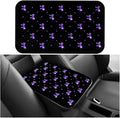 Car Center Console Cover, Waterproof Leather Bow Ribbon Vehicle Arm Rest Pad, Comfortable Automotive Interior Seat Box Armrest Protection Cushion Accessories, Universal Fit (Purple)