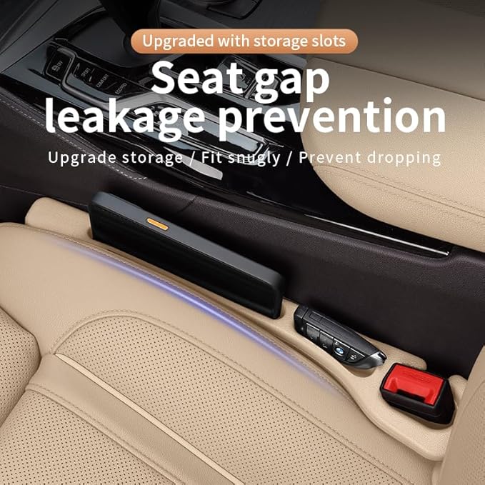 Mtverver Car Seat Gap Filler Organizer Universal Fit Car SUV Truck Console Side Plug Strip Stopping Phone Key from Falling, Pack of 2 (Beige)