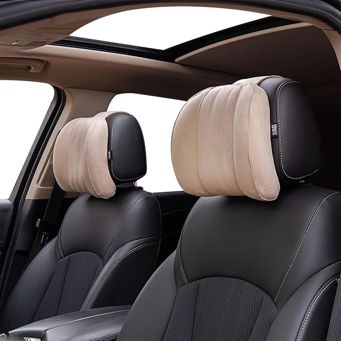 Forbell Car Headrest Pillow Soft Suede Fabric Memory Foam Car Neck Pillow Ultimate Comfort and Support for Driving and Travel