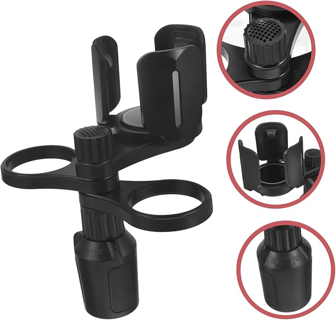 Happyyami Car Cup Holder Expander Tray with Rotatable Large Drink Rack Non Slip Vehicle Mounted Organizer for Meals Snacks and Water Bottles Durable Car Supply Accessory