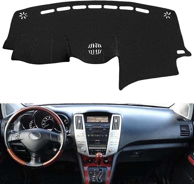 Dash Cover Mat Custom Fit for 2004-2006 Lexus RX330,2007-2009 RX350, 2006-2008 RX400h, Dashboard Cover Pad Carpet Protector with Cutout for Speaker (Black) F82