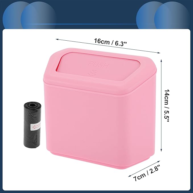Car Trash Can Car Door 6.3" Length 2.8" Width 5.5" Height Auto Trash Bin Plastic Pink Hanging