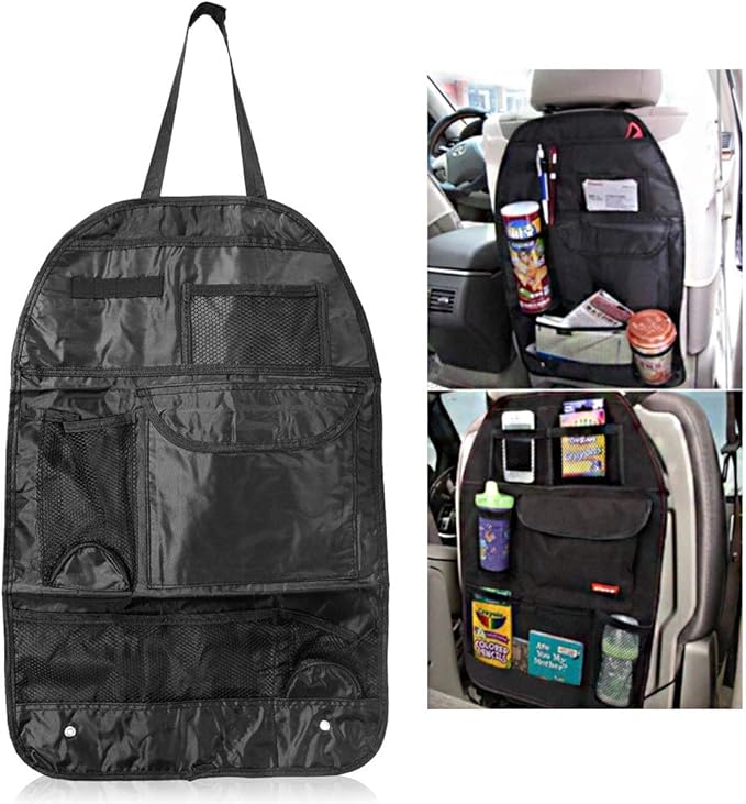 2 Pack Car Backseat Organizer Kick Mats Storage Bag Tablet Holder Kids Toys
