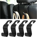 Car Back Seat Headrest Hooks, 4PCS Vehicle Backseat Storage Organizer Hanger, Multifunctional Auto Headrest Hidden Hook Universal for Handbag Purse Backpacks Bags(Carbon Fiber Black)