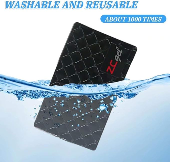 ZC GEL Sticky Dash Pad (4 Pack), Removable and Traceless Car Dashboard Mat with Heat Resistant, Sticky Non-Slip Dashboard Gel Pad for Cell Phone, Sunglasses, Keys, Coins and More (Size: 5.9" x 3.5")
