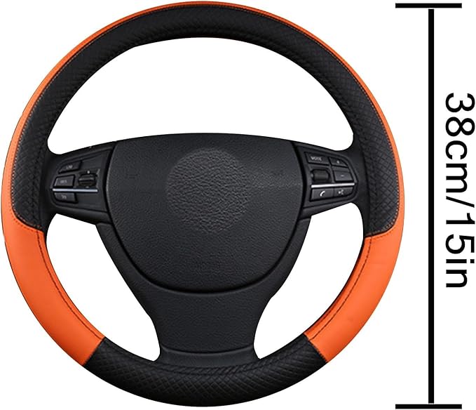 Steering Wheel Cover for Honda HR-V HRV 2023-2025, Leather Easy Installation Car Interior Accessories Breathable Auto Protector Non Slip Grip,Orange
