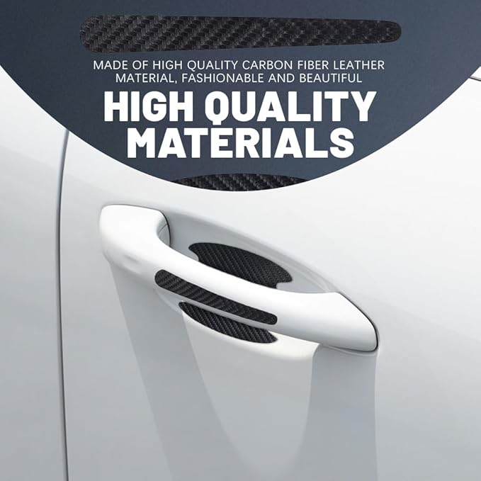 8PCS Car Door Handle Scratch Protectors, Carbon Fiber Car Door Handle Bowl Sticker, Universal Car Door Handle Paint Guard Cover, Auto Exterior Decor Door Handle Cup Protective Film for Most Models