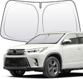 Thickened 2-Layer Front Windshield Sun Shade Compatible for Highlander XU80 2020-present, Foldable Custom Fit Sunshade Blocks 99% Heat, Keeps Car Interior Cool (for Highlander XU80 2020-present)