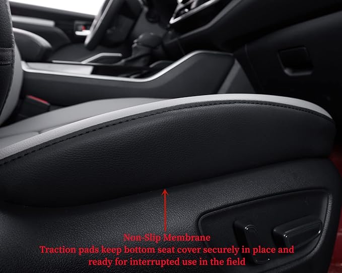 coverdream Custom Seat Covers Compatible with Select Toyota Highlander 2014 2015 2016 2017 2018 2019,Three Row,Second Row 40/60 Split - Leatherette (Black/Gray,Full Set)