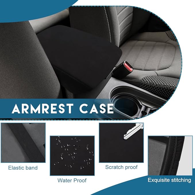 INTGET Center Console Armrest Cover for 2005-2021 Nissan Frontier Accessories 2005-2015 Nissan Xterra Accessories Neoprene Middle Arm Rest Protector Console Lid Cover (Neoprene)
