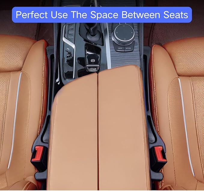 YOYOKIT 2PCS Car Seat Gap Filler, Universal No Drop Seat Guard Organizer, Stocking Stuffers for Men Women, Car Accessories Between Seat & Console for Car, SUV, Truck (Black)
