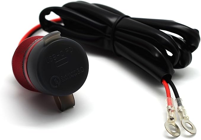 Cliff Top 12V USB Outlet 12V Outlet USB 12 V Outlet 36W PD USB-C and QC 3.0 Magnetic Power Switch Boat USB Charging Port Waterproof 12V Multi Port Outlet - Prevent Battery Drain - Red