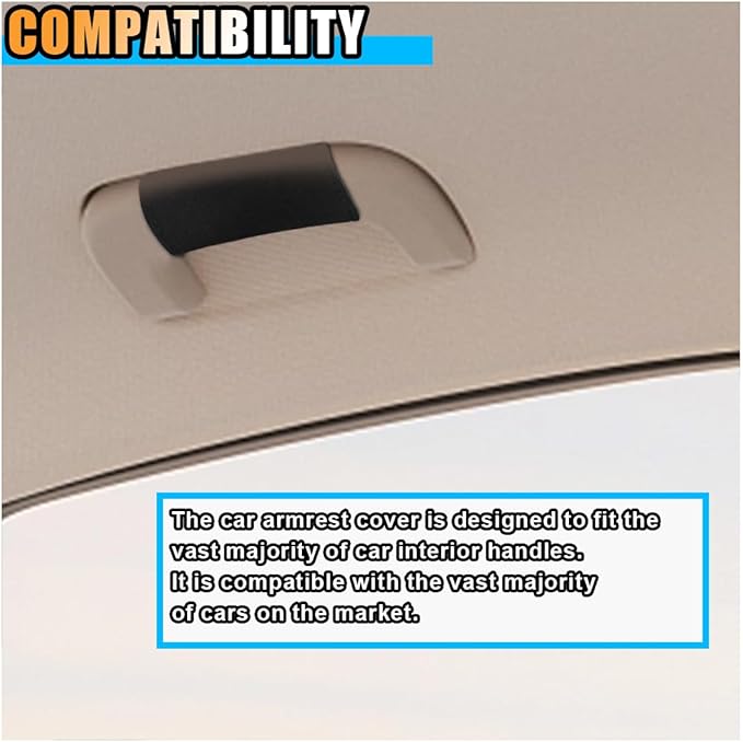 2PCS Car Inside Door Handle Protector, Colorful Soft Fluff Car Pull Handle Cover, Anti-Scratch Grab Handle Wrap, Car Interior Decoration Accessories for Women Men (Black)