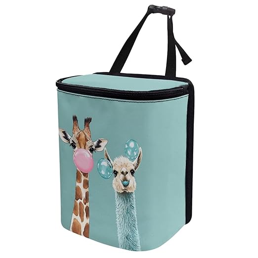 DISNIMO Giraffe Llama Car Trash Can with Lid, Car Accessories Leak-Proof Waterproof Car Garbage Bin Collapsible Portable Car Storage Organizer Trash Bag for Car SUV Trucks