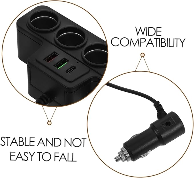 Mobestech Car Charger USB Pd Fast Charging Vehicle Power Splitter for Multiple Devices Compact Design for Travel Daily Use