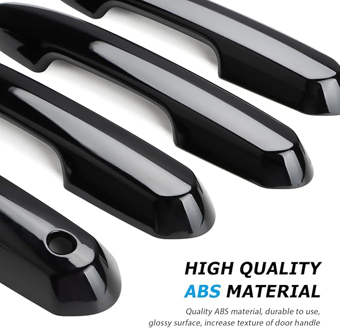 DLOVEG Upgraded Snap-on Door Handle Cover Compatible for 2019-2024 2025 Toyota Rav4 Accessories for Highlander 2020-2024 2025 No Adhesive Black Handle Protectors Glossy Black