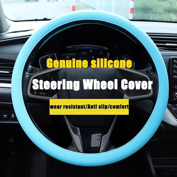 Universal Four Season Thin Silicone Steering Wheel Cover - Anti Slip Wear Resistant Comfortable for Car Black