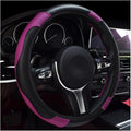 Car Steering Wheel Cover, 15 Inch Leather Breathable Auto Steering Wheel Protector, Comfortable Non-Slip Vehicle Steering Wheel Covers, Universal Interior Car Accessories (Black+Purple)