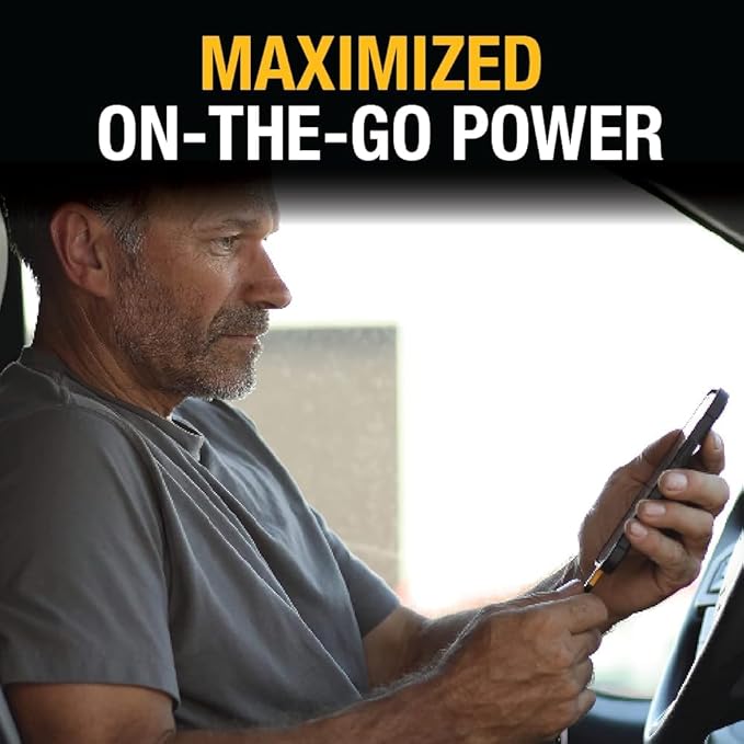 DEWALT Heavy Duty 72W 5 Port USB Car Charger Multiport, iPhone 16 Multi USB Car Charger, Fast Charge PD & QC3.0 Cigarette Lighter Adapter w/ 6FT Cable, Type C Front/Back Charging for Multiple Devices