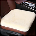 Sheepskin Car Seat Cushion, Comfortable Soft Fur Wool Auto Front Seat Cover, Vehicle Seat Protector Pad for Warm Winter Office Chair, Universal Decor Car Accessories (Beige)
