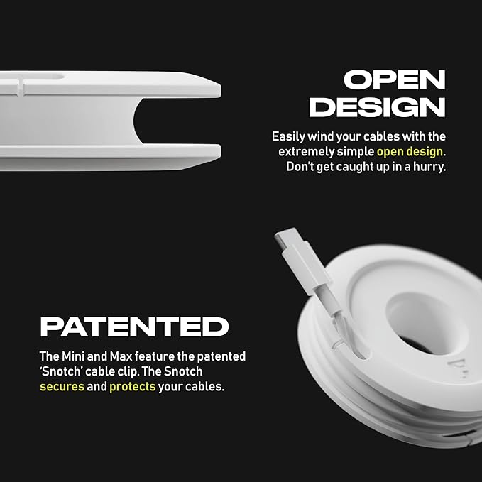 Side Winder Mini and Max Headphone, Earbud and Charging Cable Winder and Organizer Perfect for Wrapping Earbuds and Cords for Travel and Organization (Black, Mini)
