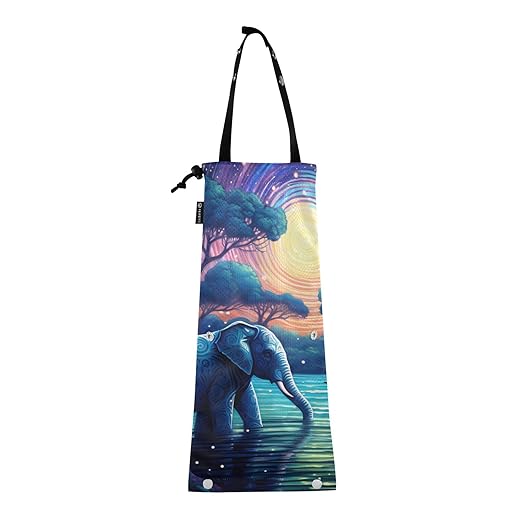 ALAZA Hanging Car Trash Bags Garbage Bag Trash Can for Back Seat Small Elephant Myth Washable Storage Bag Retractable 2 Pack